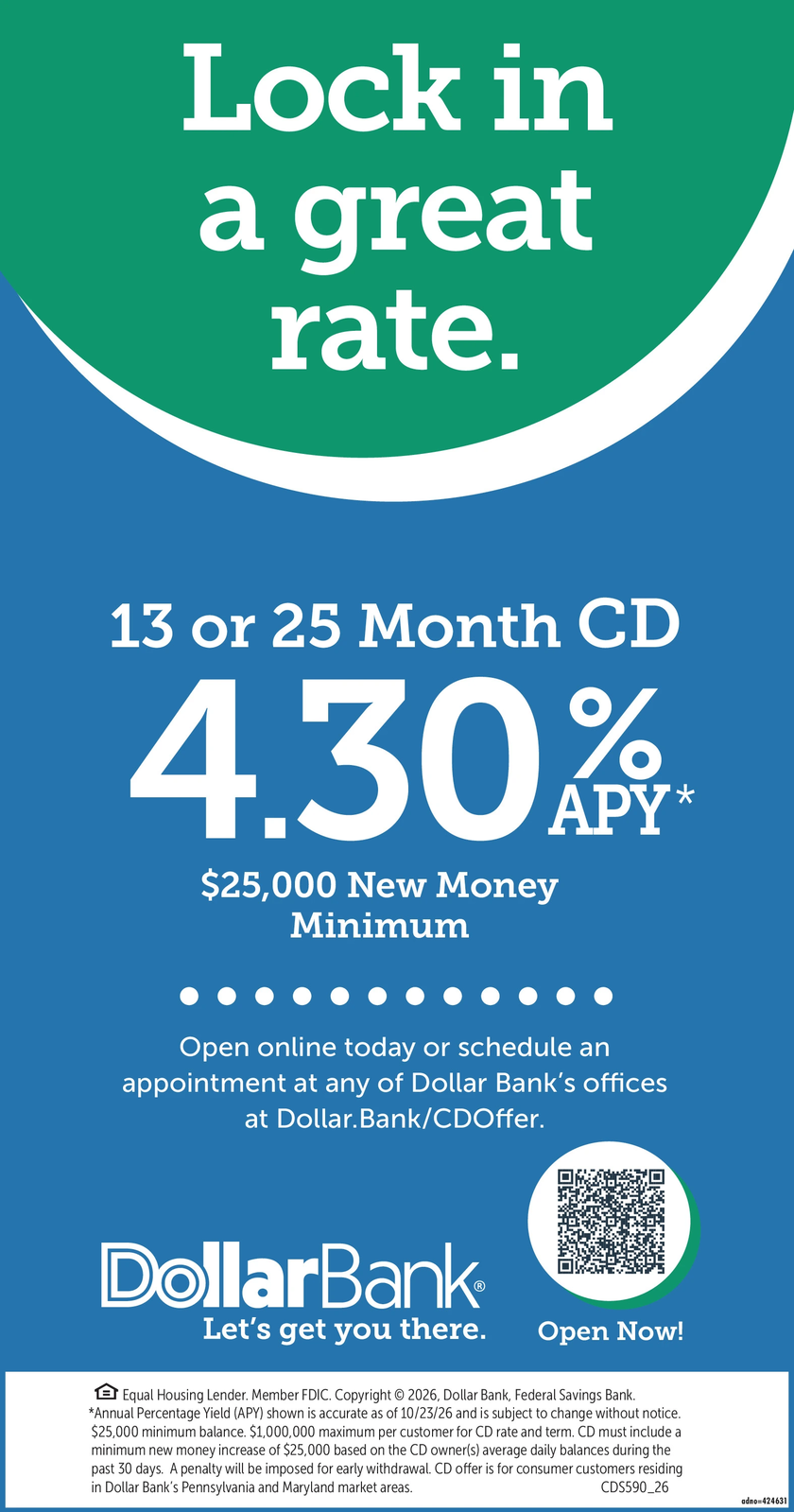 SATURDAY, OCTOBER 24, 2026 Ad - Dollar Bank - Pittsburgh - Tribune-Review
