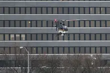 Why did a helicopter land in Point State Park?