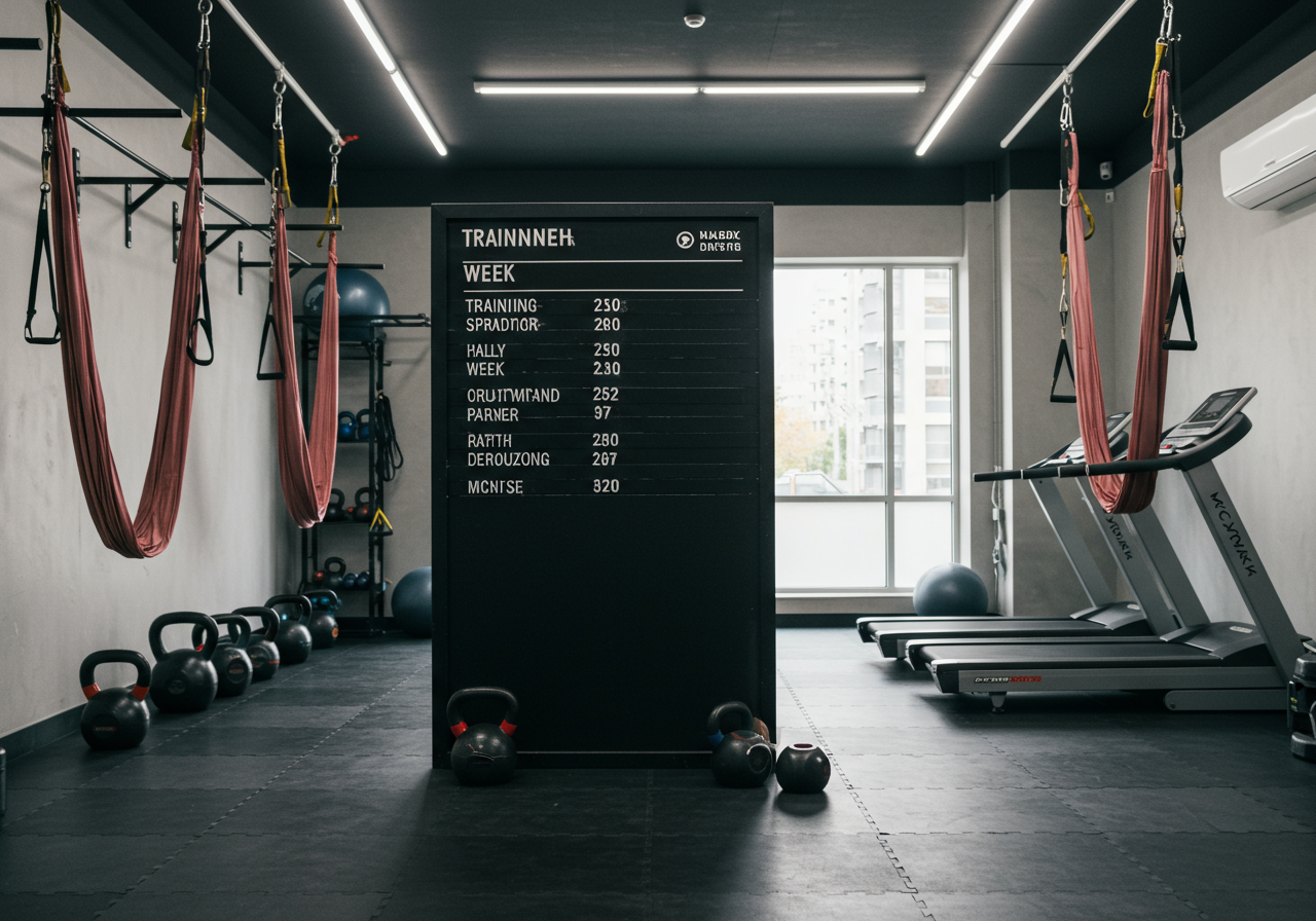 Weekly blueprint: combine aerial sessions, cardio, and strength for balanced gains