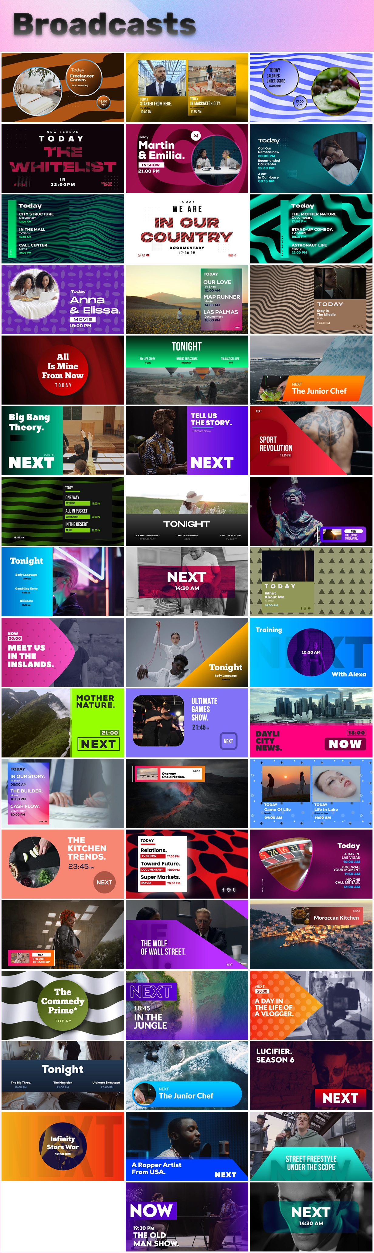 50 Broadcasts Scenes - After Effects