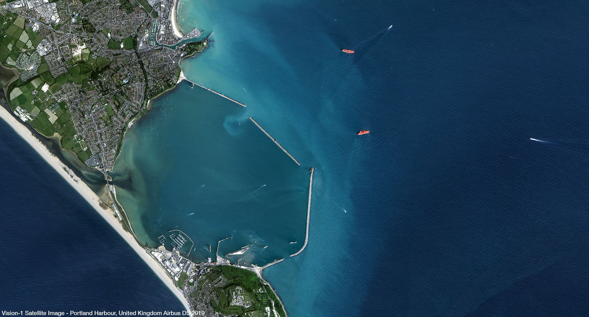 Portland Harbour, UK Satellite image from Vision-1 thumbnail