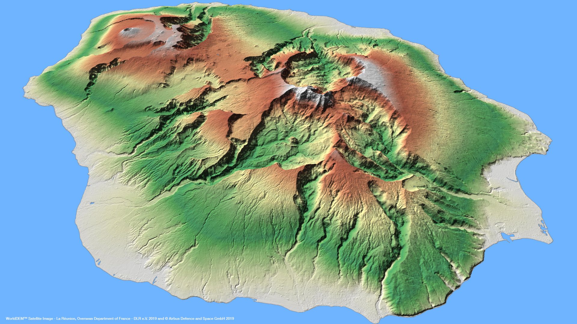 La Réunion, Overseas Department of France Satellite image from WorldDEM™ thumbnail