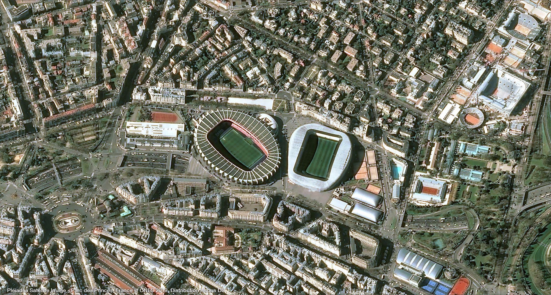 Parc des Princes, Paris Satellite image from France Pléiades thumbnail