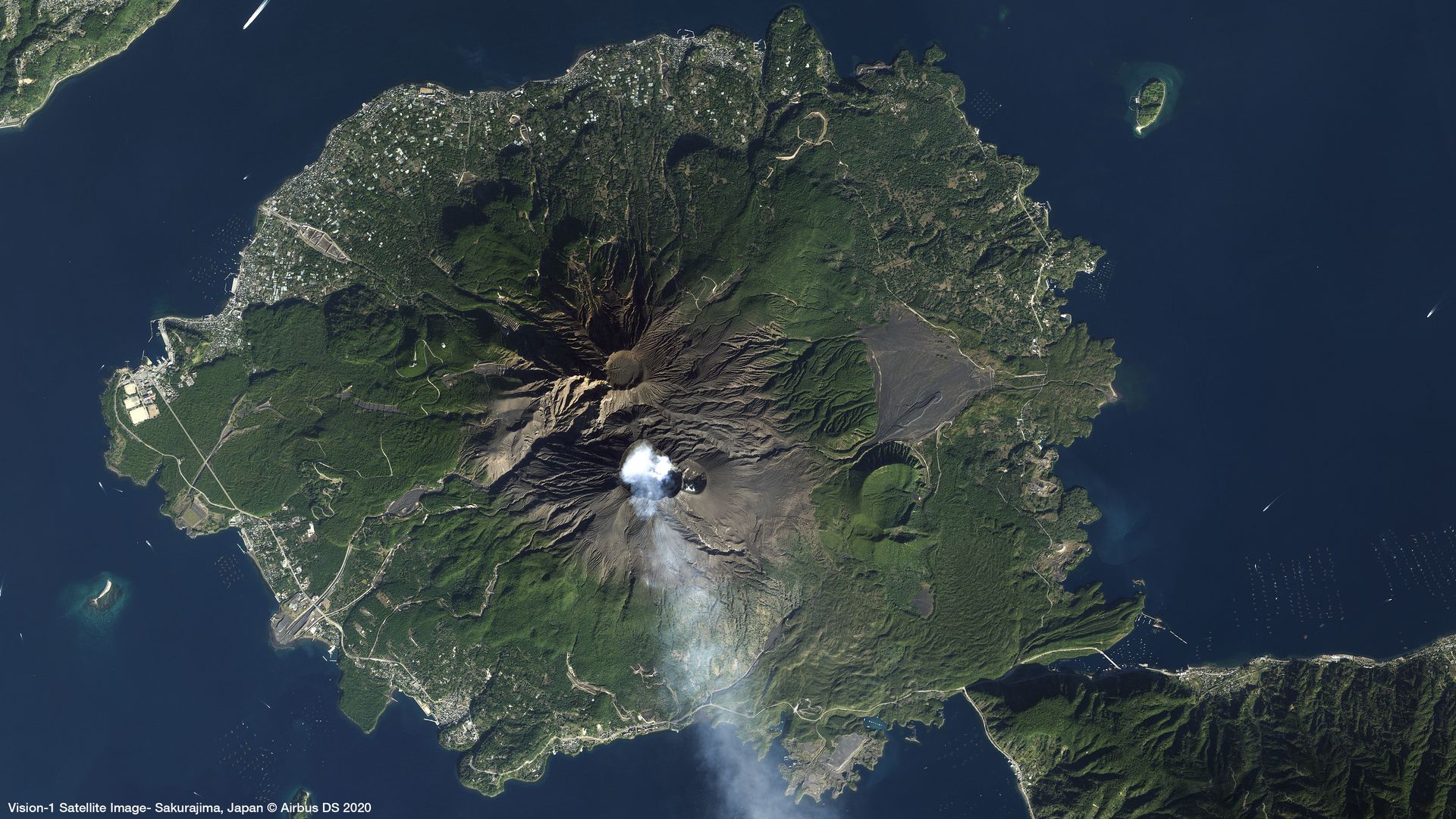 Sakurajima, Japan Satellite image from Vision-1 thumbnail