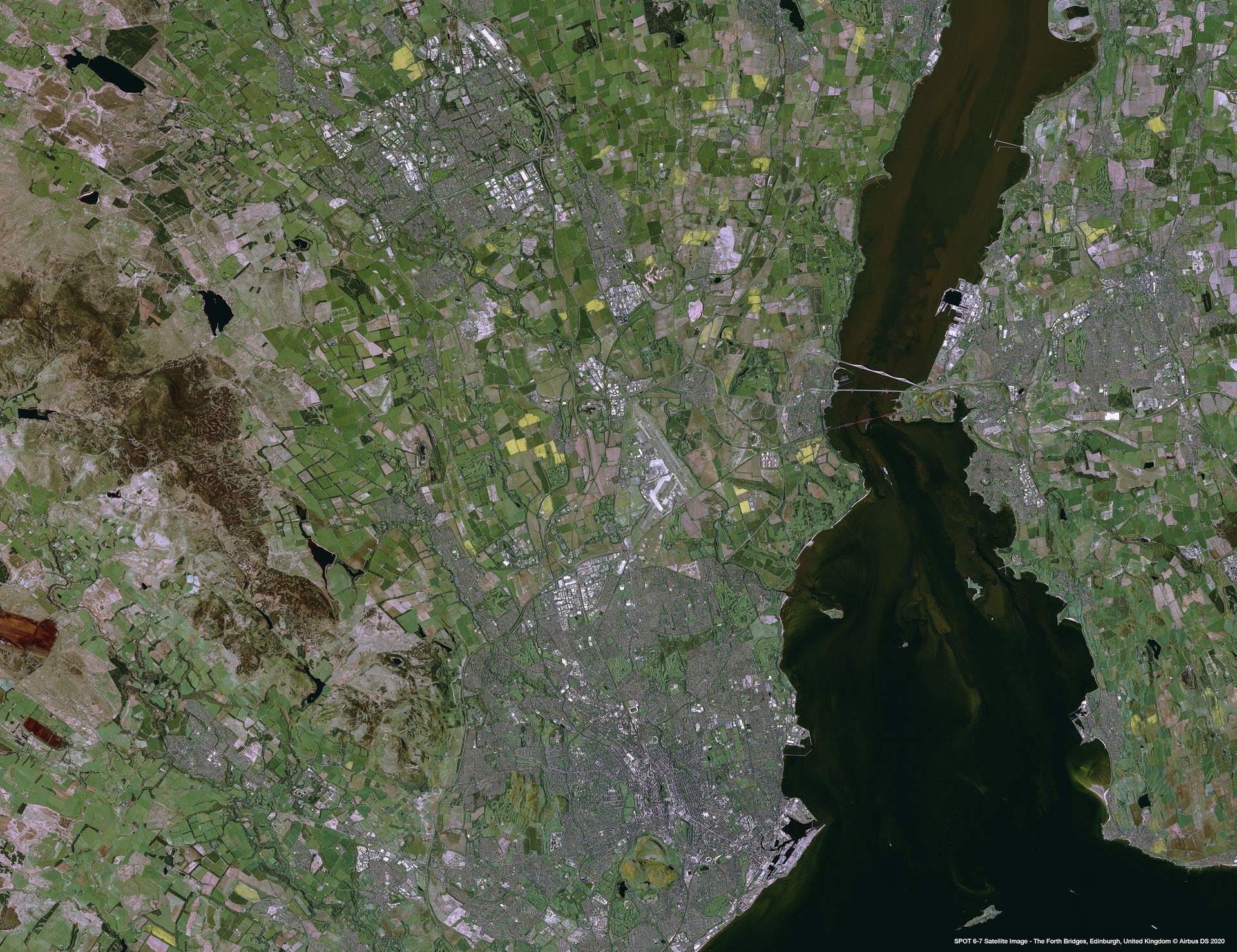 The Forth Bridges, Edinburgh Satellite image from SPOT 6/7 thumbnail