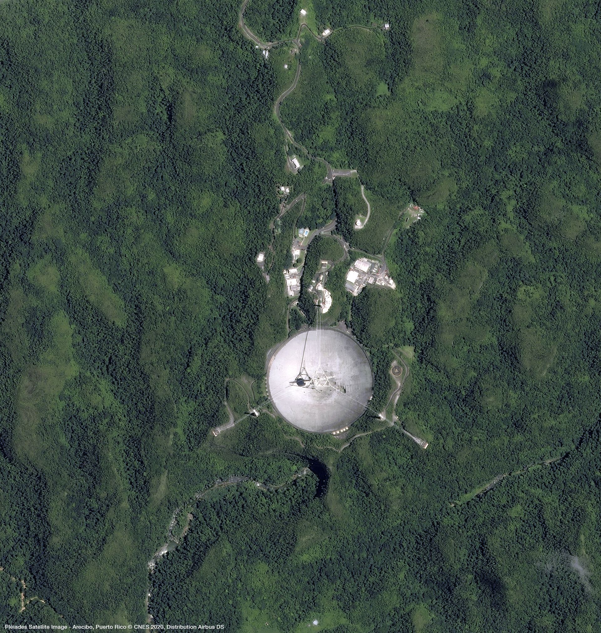 Arecibo telescope, Satellite image from Puerto Rico Pléiades thumbnail