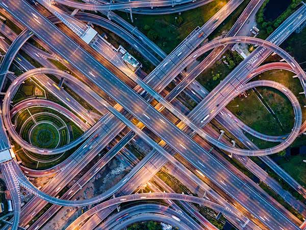Highway interchange point view from above Highway interchange point view from above
