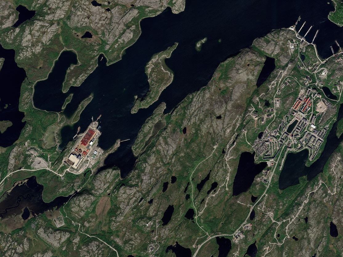 Satellite image of Mourmansk in Russia by Pléaides Neo 30cm resolution Satellite image of Mourmansk in Russia by Pléaides Neo 30cm resolution