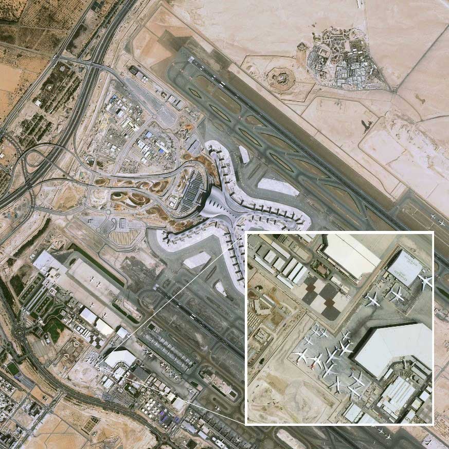 Airbus 30cm and 1.5m data over the Abu Dhabi airport, available within the Living Library Airbus 30cm and 1.5m data over the Abu Dhabi airport, available within the Living Library