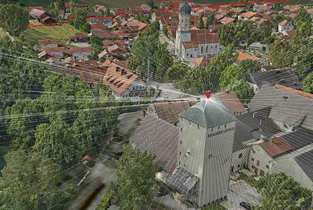 Classification map showing the church tower of Aying Classification map showing the church tower of Aying