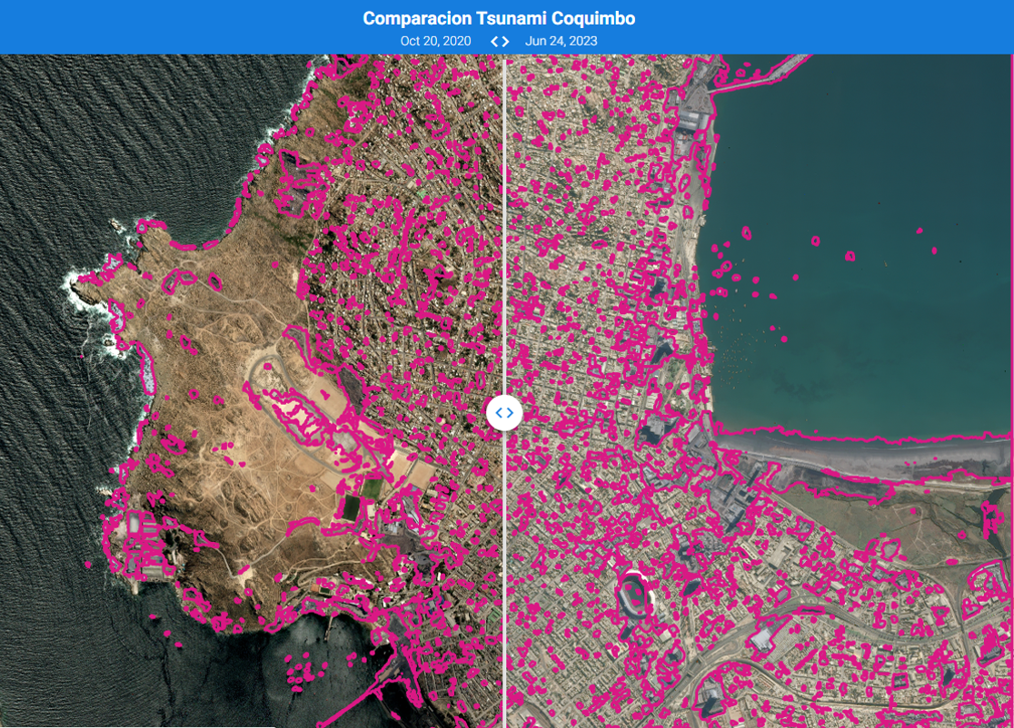 OneAtlas Analytics image, Change Detection Coquimbo (2020-2023), in partnership with Hyperverge