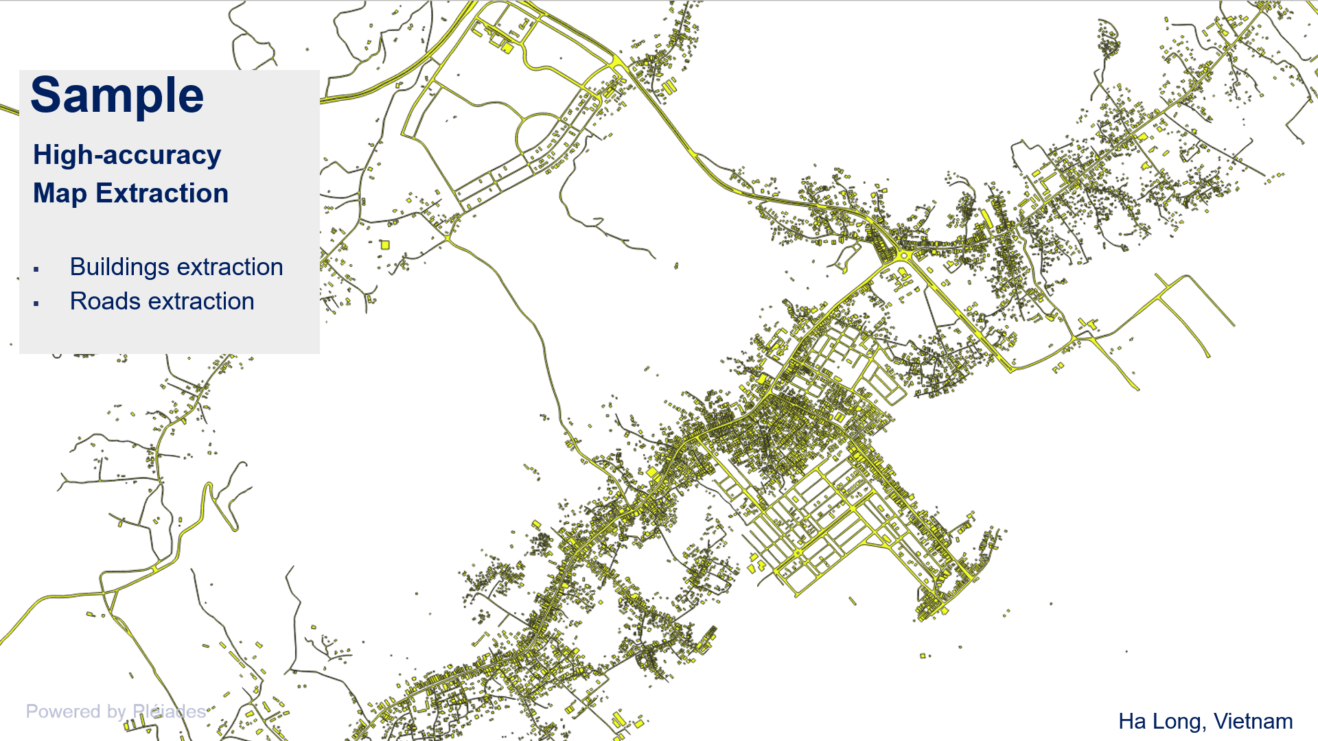 High Accuracy Map Extraction of buildings and roads in Ha Long (Vietnam), in partnership with Ecopia AI High Accuracy Map Extraction of buildings and roads in Ha Long (Vietnam), in partnership with Ecopia AI