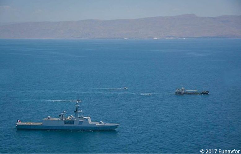 Frigate out on ocean Frigate out on ocean