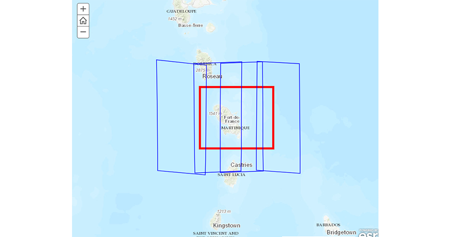 Case study - Different zone covered over Martinique by SPOT