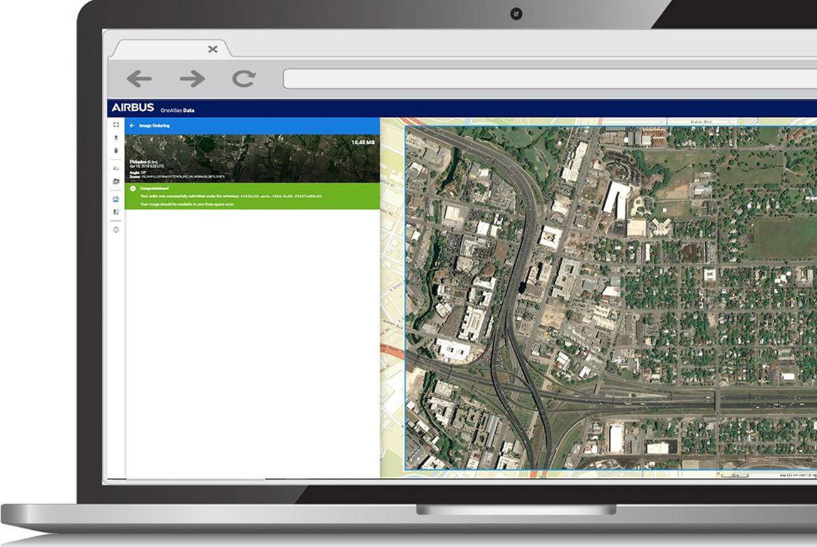 Confirmation of an imagery acquisition in OneAtlas 