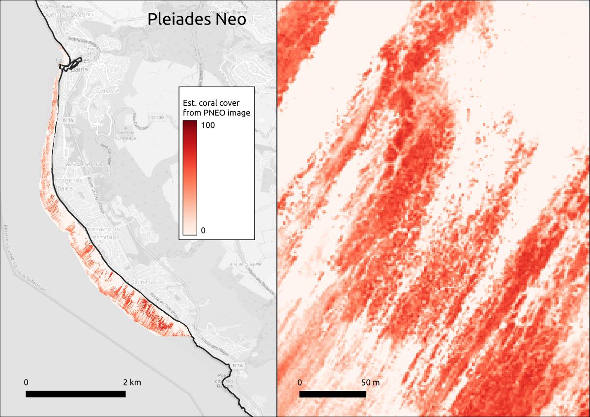 Pléiades Neo Satellite Image - Spectral Analysis -Coral Detection