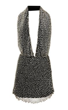 a black halter top dress covered in sequins. the dress has a plunging vneck and a fitted silhouette. it is perfect for a special occasion.