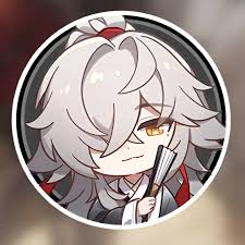 a cute anime chibi girl with white hair, red eyes, and a black dress smiles at the camera. she is holding a fan in her right hand. she is wearing a red ribbon and a white shirt.