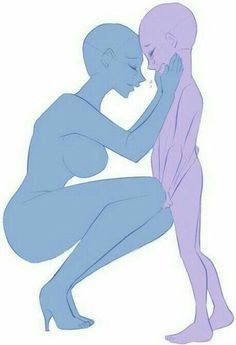 a blue woman hugs a purple man from behind and comforts him as he cries, with his head resting on her shoulder.  the drawing is simple and minimalist, with blue and purple outlines.