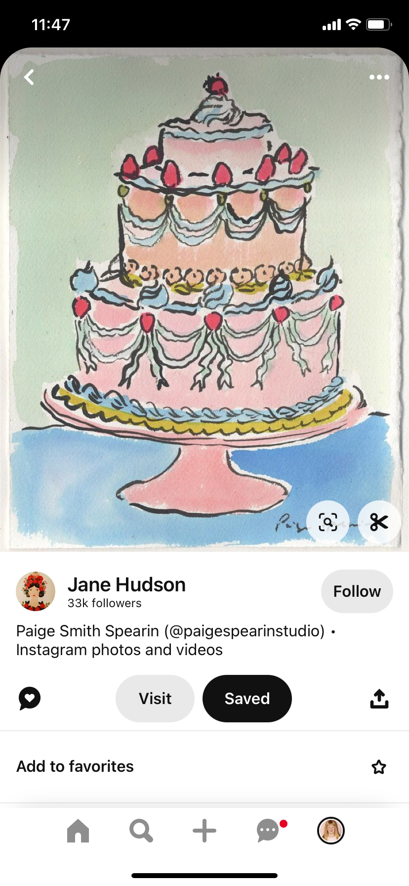 a watercolor illustration of a pink and white wedding cake. the cake is decorated with strawberries and floral details. the cake is resting on a silver platter and is in front of a light blue background. the style of the illustration is vintage and elegant. the cake looks delicious and appealing.