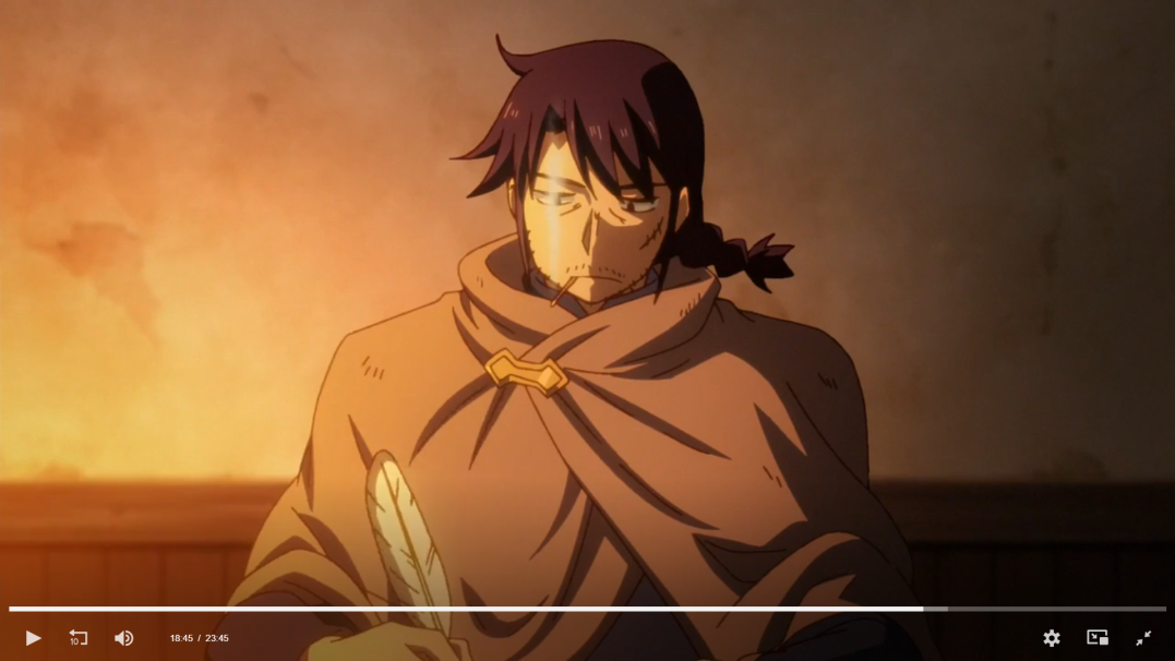 an anime character, a man, with dark hair and a beard, is sitting in a cloak. he holds a feather pen in his hand and appears to be writing. he has a thoughtful expression on his face. the background is warm and slightly blurry, giving the impression of a warm interior space.