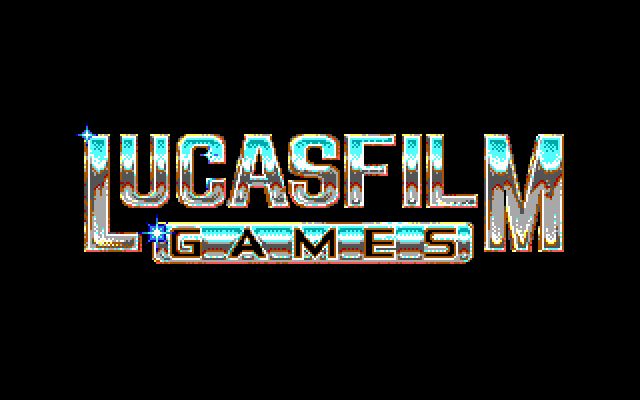 the image features the lucasfilm games logo, a retrostyle logo with a silver and blue color scheme. the logo is a classic symbol from the golden age of video games. it is a stylized font with a slightly 3d look. the background is black and the logo is highlighted with a light blue color, giving it a glow effect.