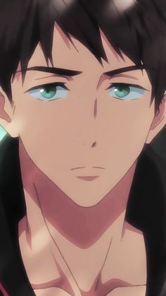 the image shows a closeup illustration of a young man with short, dark hair and striking green eyes. the lighting is soft, giving his skin a warm glow. the perspective is a closeup, focusing on his face and upper chest. he appears to be in a contemplative mood.
