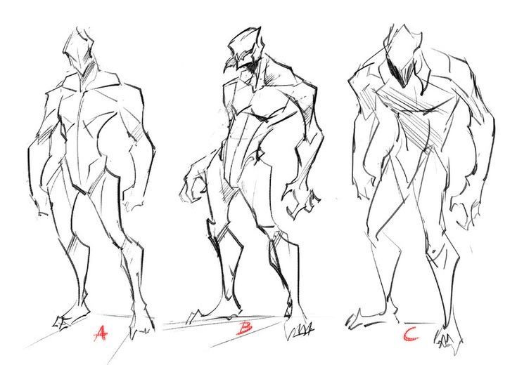this image shows three sketches of a human figure, all in different poses. each sketch is drawn in pencil and is a quick gesture drawing. the figures are all anatomically correct and show a good understanding of the human form. the image is a great example of how to use gesture drawing to practice figure drawing.