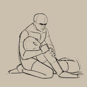 a sketch of two people sitting in a sad pose, with one person holding the other, and both looking down. they appear to be in a state of sorrow, and one is hugging the other in a gesture of comfort and support. the drawing emphasizes the emotion of sadness and the closeness of the two figures. it is a simple but evocative portrayal of human emotion and connection.
