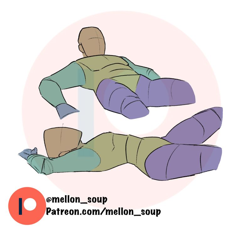 the image shows two cartoonstyle figures drawn in different poses, along with a patreon logo and the artist's handle "@mellon_soup" and patreon link. the figures are rendered in a simplified manner with distinct color blocks for different parts of the body and clothing.
