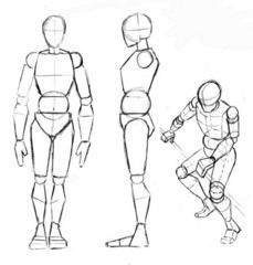 a sketch of the human form in multiple poses, drawn with simple lines and shapes. the drawings are examples for figure drawing practice.