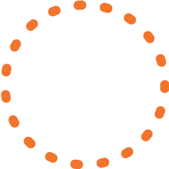 an orange circle formed by equally spaced orange dots on a black background.