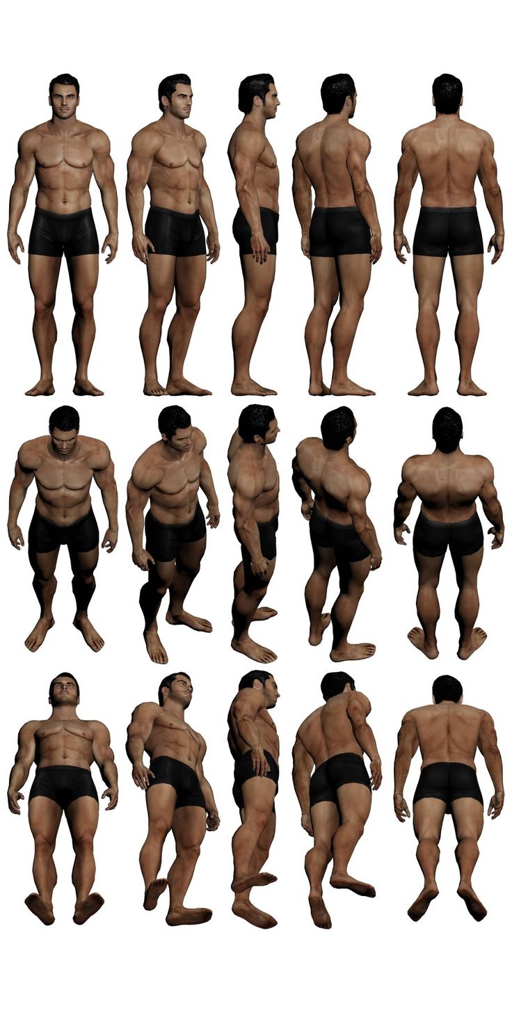 the image shows 12 shirtless men with muscular physiques. they are all standing in different poses, wearing black underwear. the background is white.  the men appear to be bodybuilders, showcasing their strength and athleticism.