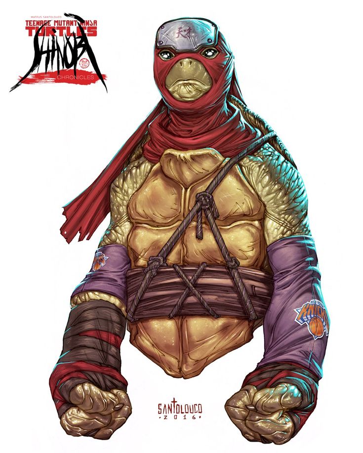 a digital illustration of donatello, one of the teenage mutant ninja turtles, drawn in a comic book style. donatello is depicted in his iconic red and purple ninja garb, with his signature bo staff  and  mask.  he is positioned with his fists clenched in a fighting stance.  the background is white, allowing the character to stand out.