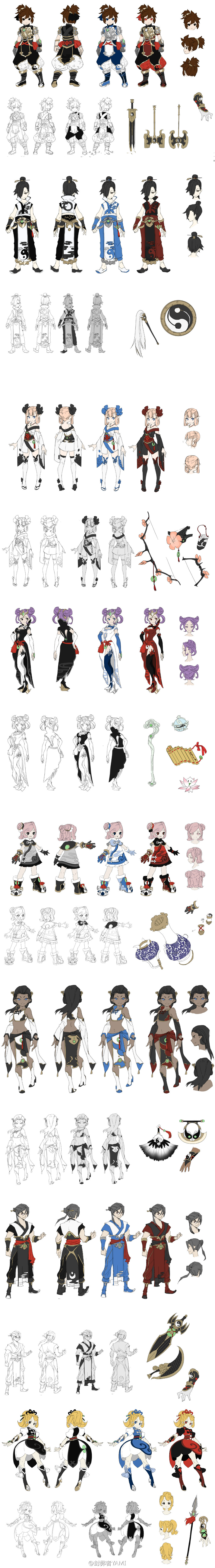 this image showcases a collection of character design sketches in different styles, predominantly anime and mangainspired. the characters are diverse in appearance and attire, suggesting a variety of roles or backgrounds. some sketches are detailed, while others are more rough, conveying different stages of development. overall, the image provides a glimpse into the creative process of character design, highlighting the exploration of visual styles, aesthetics, and personalities.