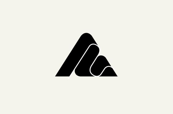 the image is a simple, abstract logo of a mountain that resembles the letter a.