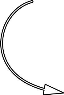 a white arrow curving downwards to the right on a black background.