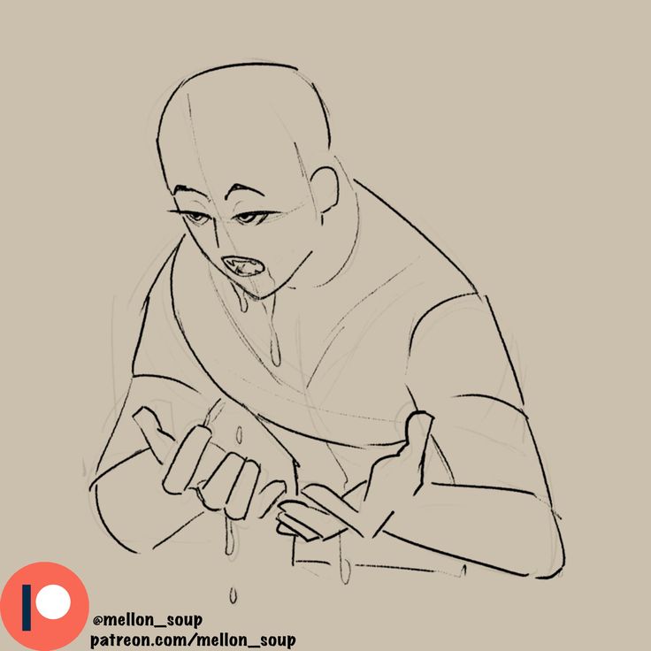 a black and white sketch of a young man kneeling with his head bowed and hands clasped, as if in prayer or contemplation. the drawing is done in a simple, yet expressive style, with a focus on capturing the character's emotional state. the lines are fluid and suggestive, giving the impression of movement and energy. the overall tone of the drawing is somber and introspective.