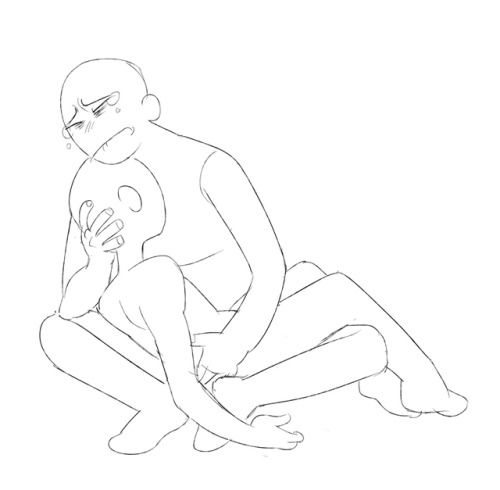 a line art drawing of two people in a hug pose. the person on the bottom is holding the other person close, as if comforting them while they cry. the lines are simple and the poses are relaxed and intimate.
