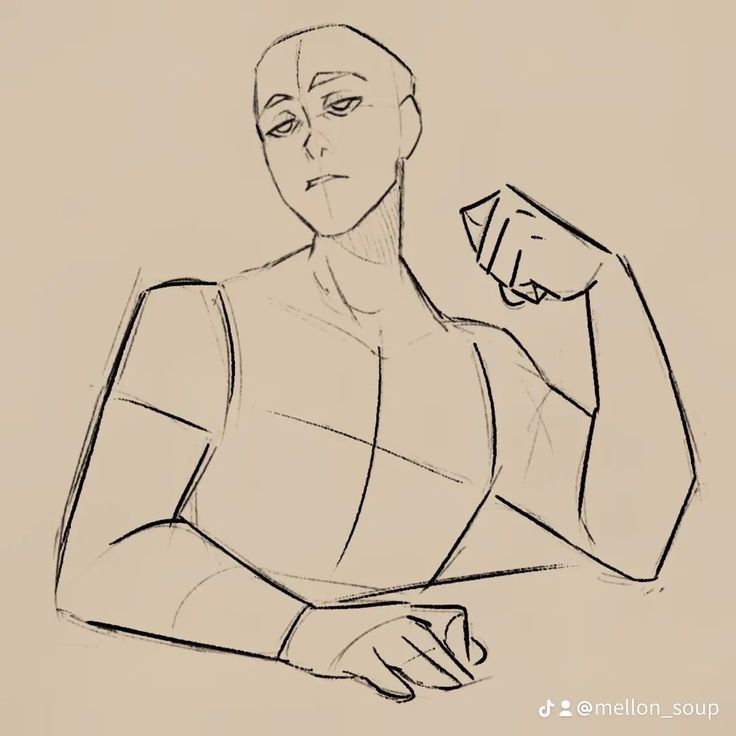 a sketch of a male figure sitting with his hand on his chin, drawing attention to his relaxed yet confident pose. the artist has used simple lines to capture the anatomy and gesture of the figure, creating a versatile reference for artists of all skill levels. the image is set against a light background, allowing the lines to stand out.