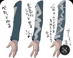 the image is a drawing tutorial about how to draw realistic sleeves on a shirt. it features three steps: a flat sleeve, a wrinkled sleeve, and a shaded and highlighted sleeve.