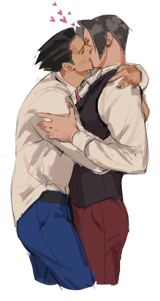 two men, drawn in an anime style, are deeply