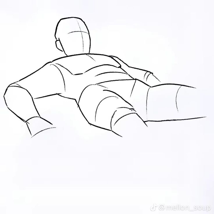 this is a line art drawing of a person laying on their back. the person is drawn with simple lines and outlines and the overall style is dynamic and abstract. the drawing is on a white background and is wellproportioned.