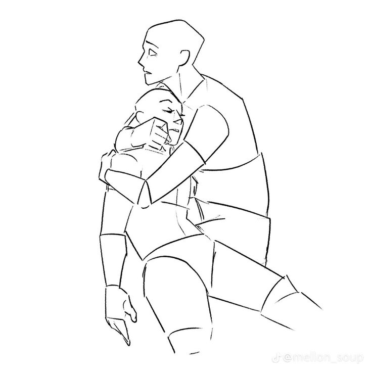 a line drawing of a couple embracing. the woman is on the outside of the hug with her arm around the man's neck and the man is holding her closely to his chest. the drawing is simple, with minimal detail, but it captures the intimacy of the moment.