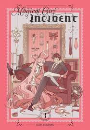 this is the cover of the first volume of the manga "magical girl incident" by izzy beating. the cover features a pinkhaired magical girl sitting on a couch with a boy.  the scene is set in a vintage, ornate room with a lot of pink and gold accents. the title of the manga is prominently displayed at the top. the overall aesthetic is cute and romantic, with a touch of fantasy. the image is clearly intended to attract readers interested in magical girl anime and manga.