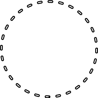a white dashed line circle on a black background.