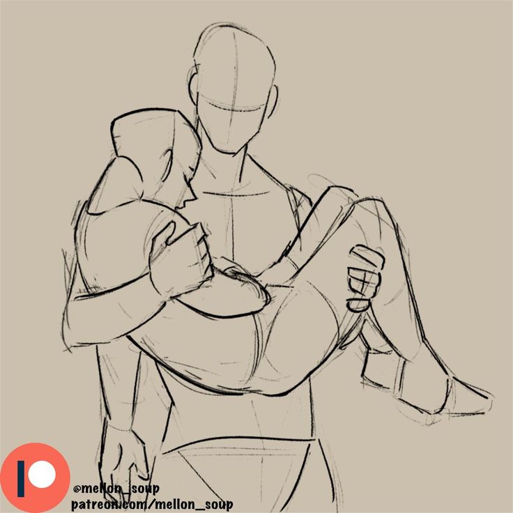 a line drawing of a man carrying a woman in his arms. they are both facing the same direction and the man is holding the woman close. the woman's head is resting on the man's shoulder and her arm is wrapped around his waist. their bodies are close together and their arms are intertwined. the image