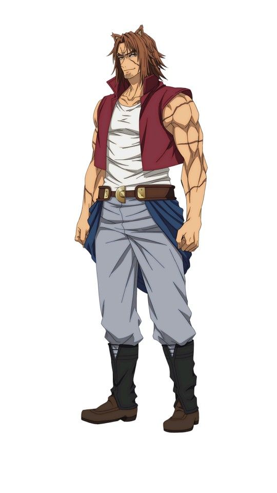 this is an anime style image of a male character, wearing brown hair, a red shirt, a white shirt, gray pants, a brown belt, and brown boots, while looking at the viewer with a serious expression.