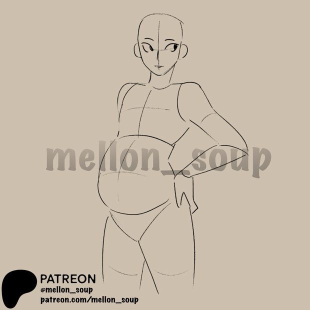 a simple line drawing of a pregnant woman standing with her hand on her hip, looking away from the viewer.