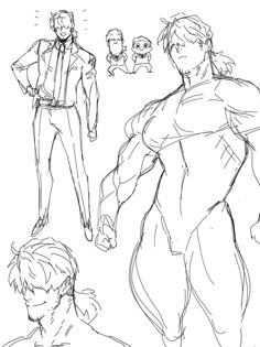 this is a sketch of an anime male character in a superhero pose. the character has a muscular build and is drawn in a dynamic pose. the sketch is wellexecuted and shows good attention to detail. it is likely that this sketch is part of a larger piece of artwork, such as a comic book or storyboard.